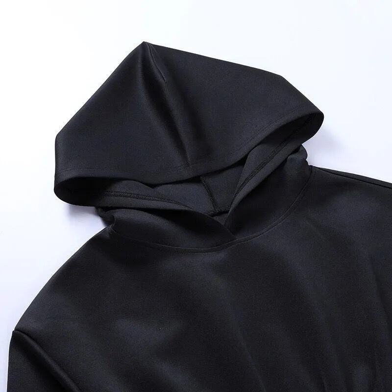 Elastic Waist Hooded Sweater Dress