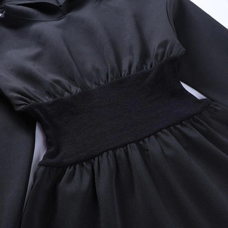 Elastic Waist Hooded Sweater Dress