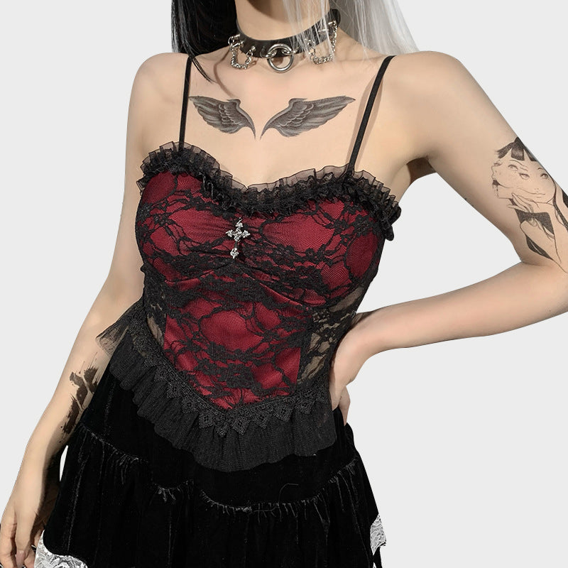 Lace Mesh Camisole Bustier Top