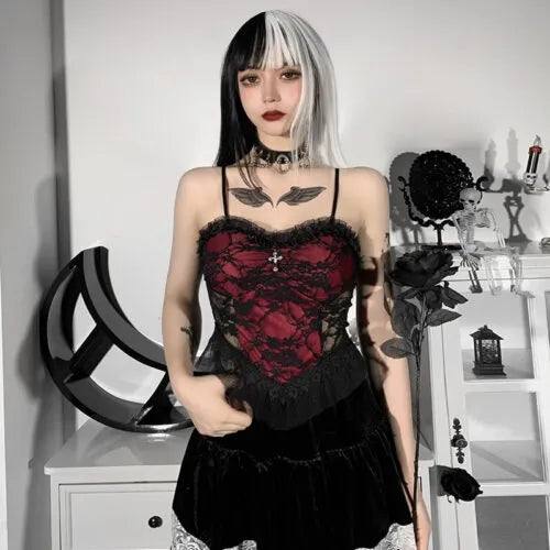 Lace Mesh Camisole Bustier Top