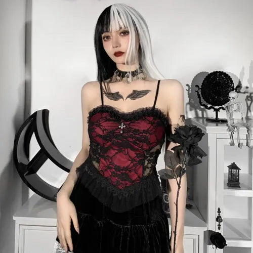 Lace Mesh Camisole Bustier Top