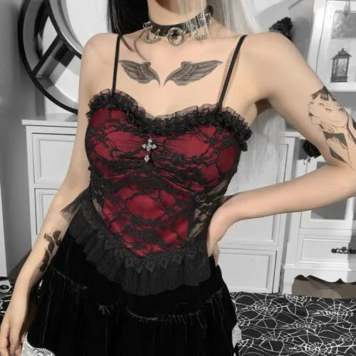 Lace Mesh Camisole Bustier Top