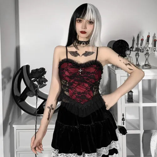 Lace Mesh Camisole Bustier Top