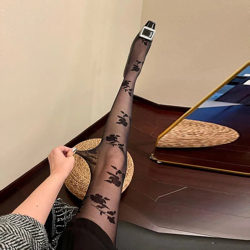 Turning Black Roses Stockings