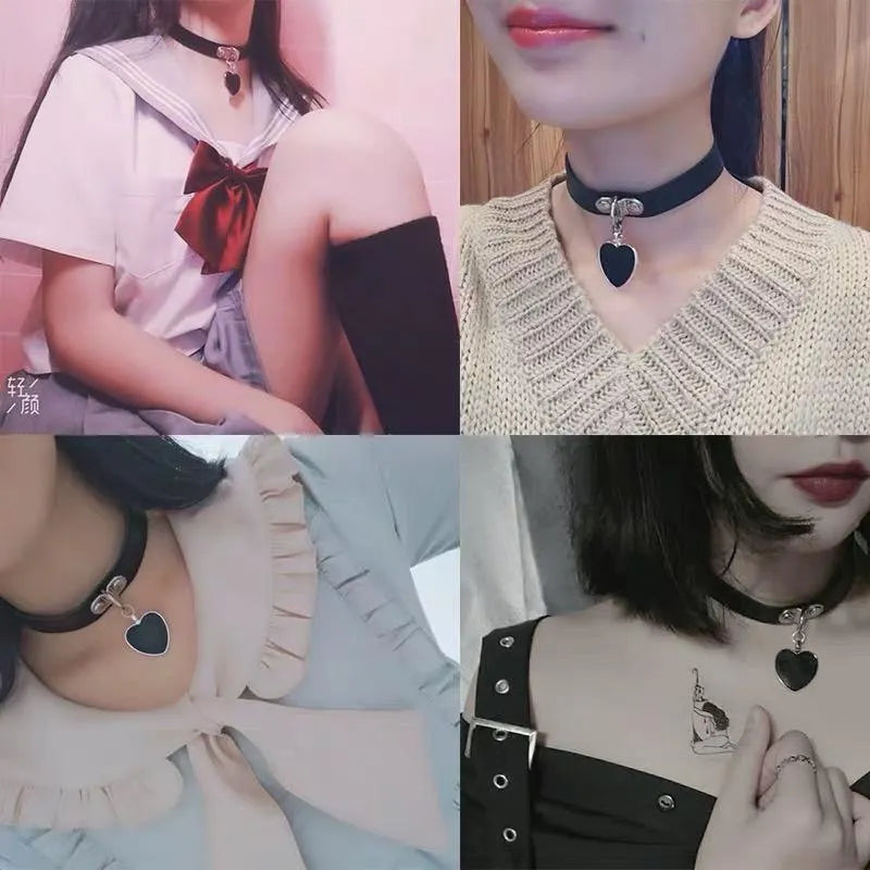 Love Heart Pendant Choker