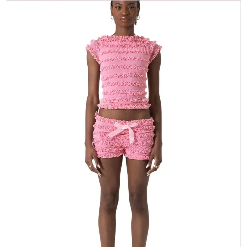 Hollow Out Strappy Top and Shorts Set