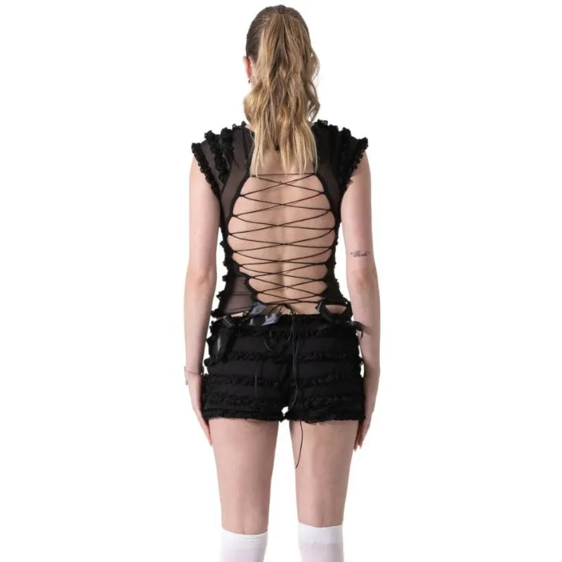 Hollow Out Strappy Top and Shorts Set