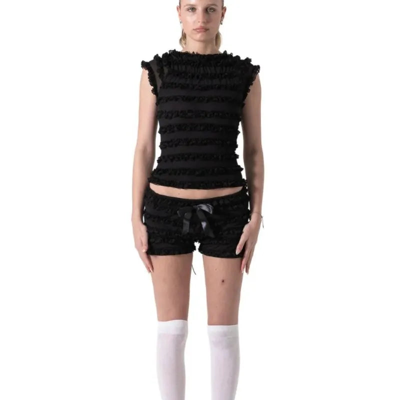 Hollow Out Strappy Top and Shorts Set