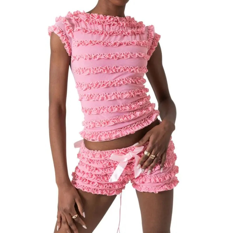 Hollow Out Strappy Top and Shorts Set