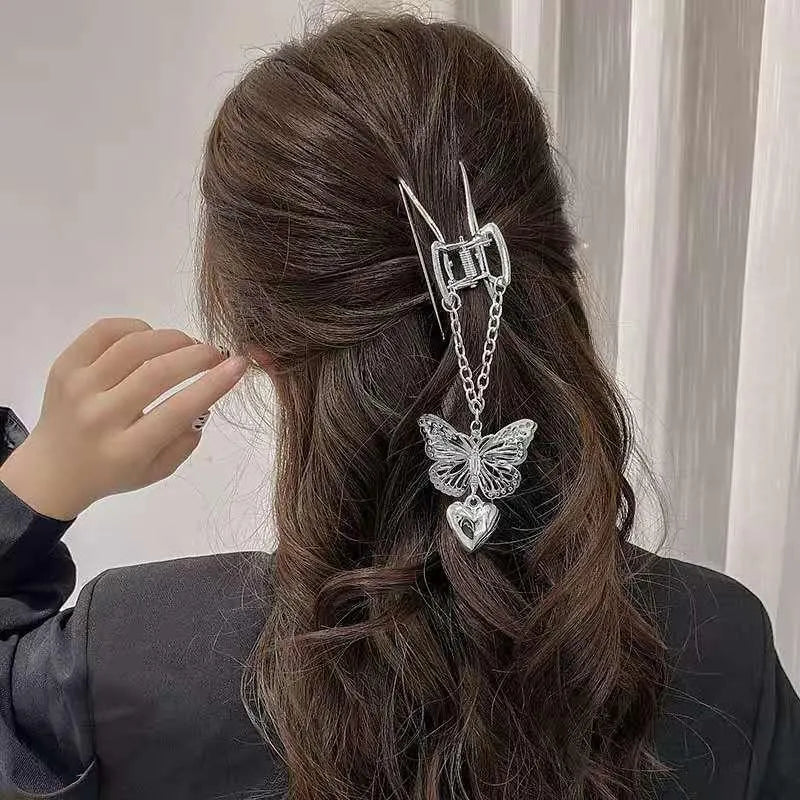 Silver Butterfly Hairpin