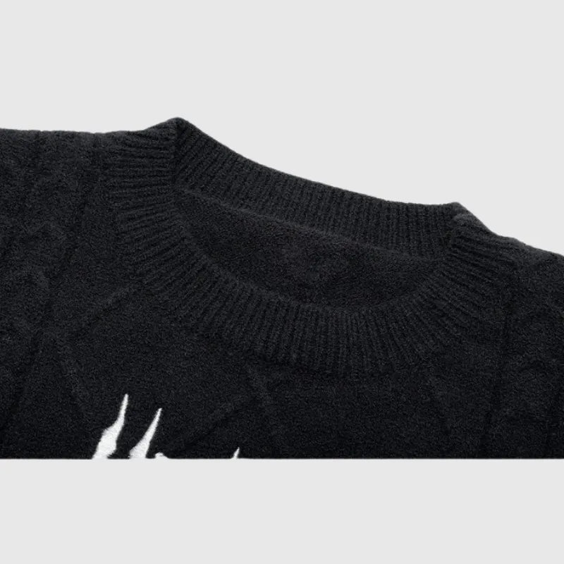 Goth Black Knit Cropped Sweater