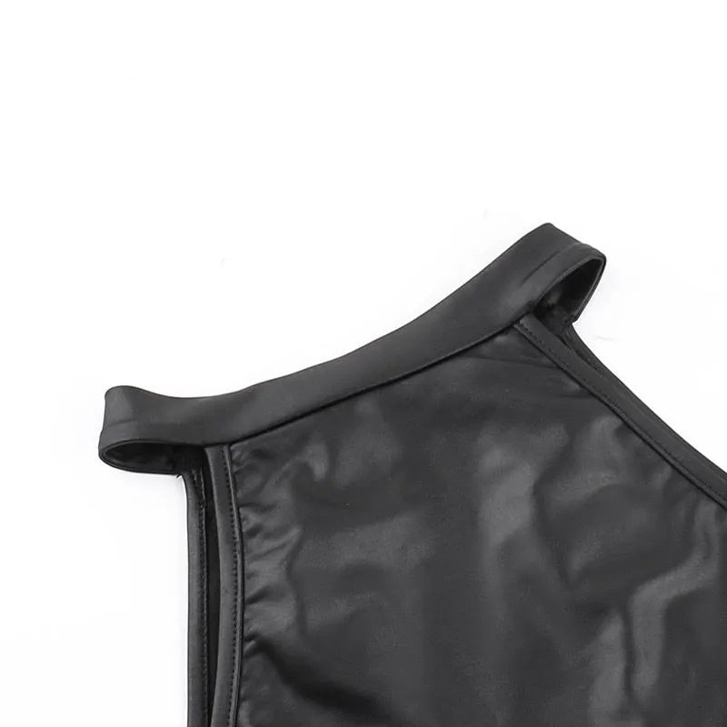 Beer Button Rivet Zipper Top