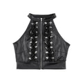 Beer Button Rivet Zipper Top