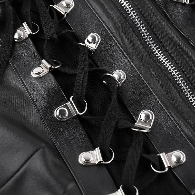 Beer Button Rivet Zipper Top