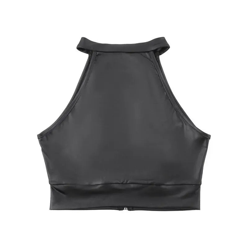 Beer Button Rivet Zipper Top