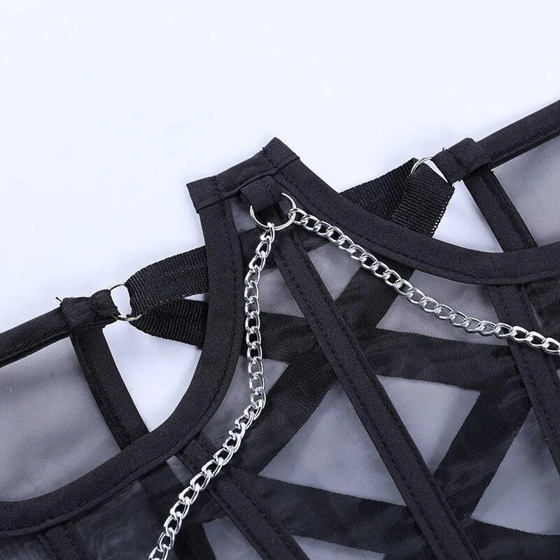 Mesh Waist Corset Top