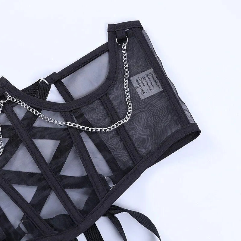 Mesh Waist Corset Top
