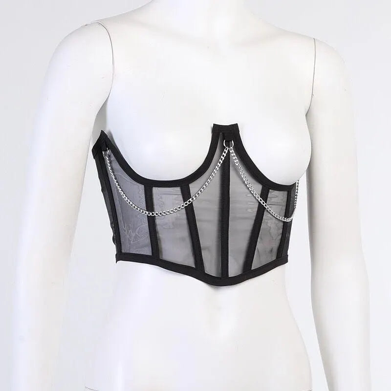 Mesh Waist Corset Top