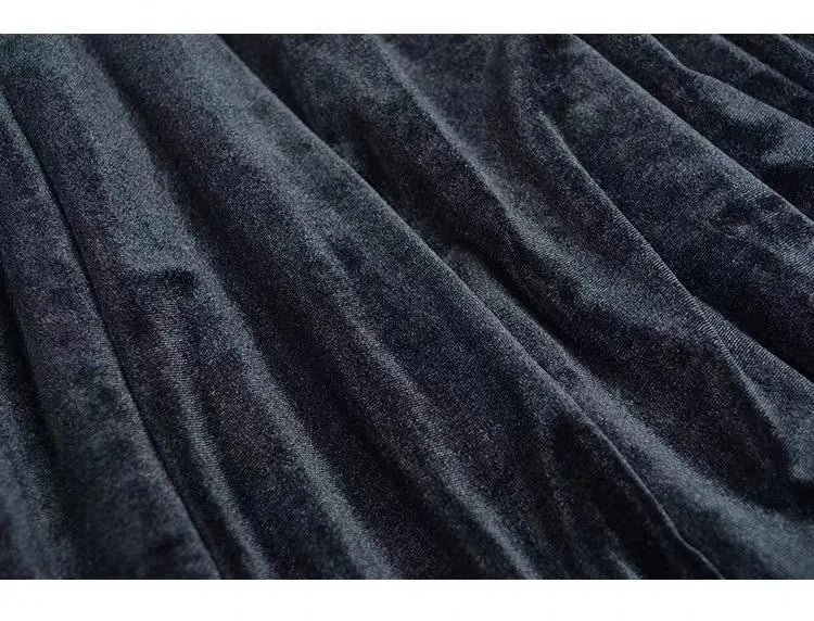 Off-shoulder Mesh Sleeved High Waist Pleated Dress