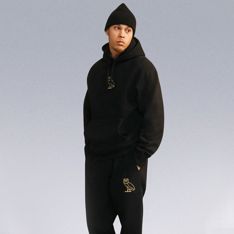 Owl Print Sports Hoodie and Pants