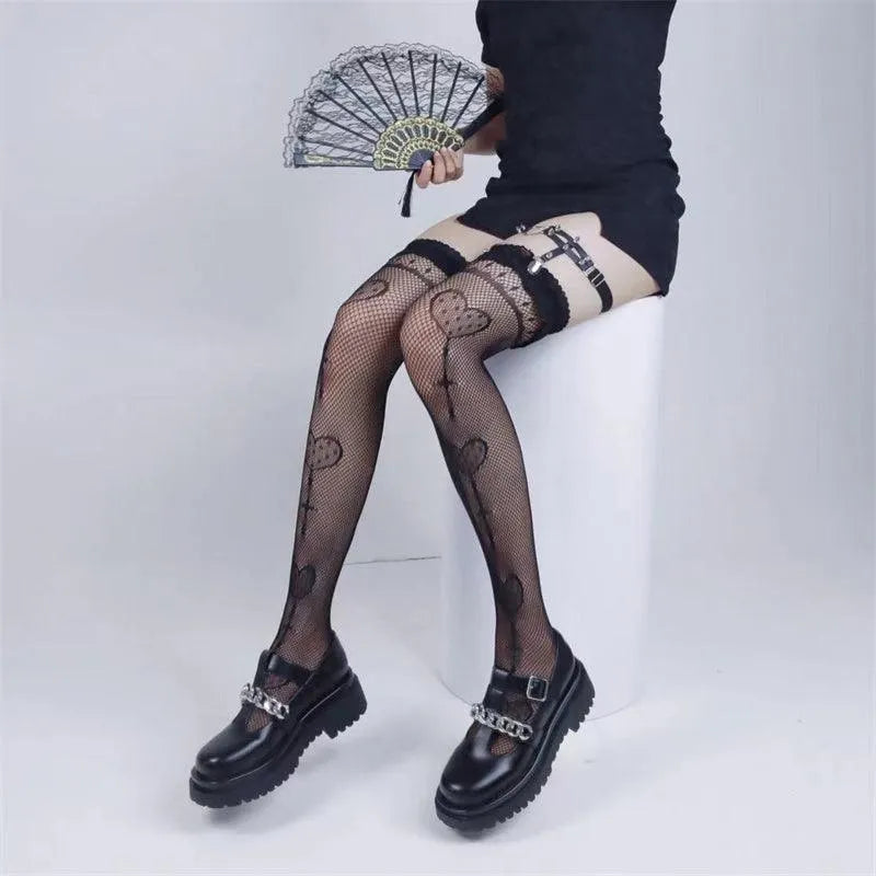 Peach Heart Lace Stockings