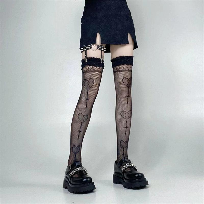 Peach Heart Lace Stockings