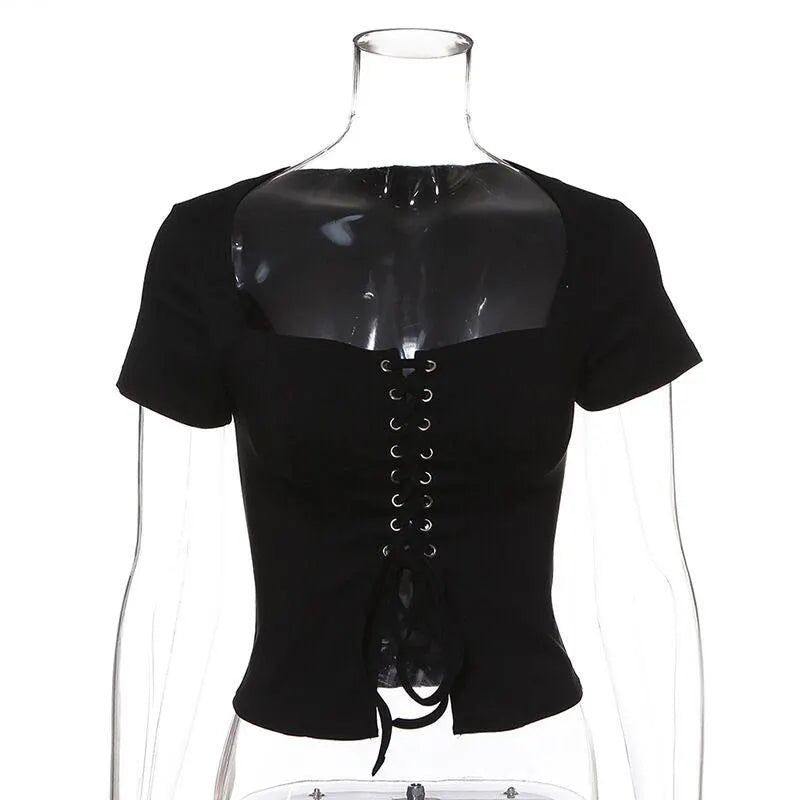 Lace Up Front Crop Top