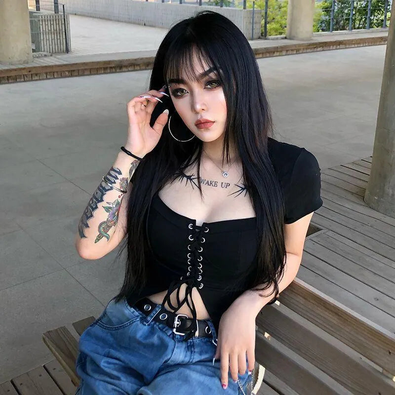 Lace Up Front Crop Top