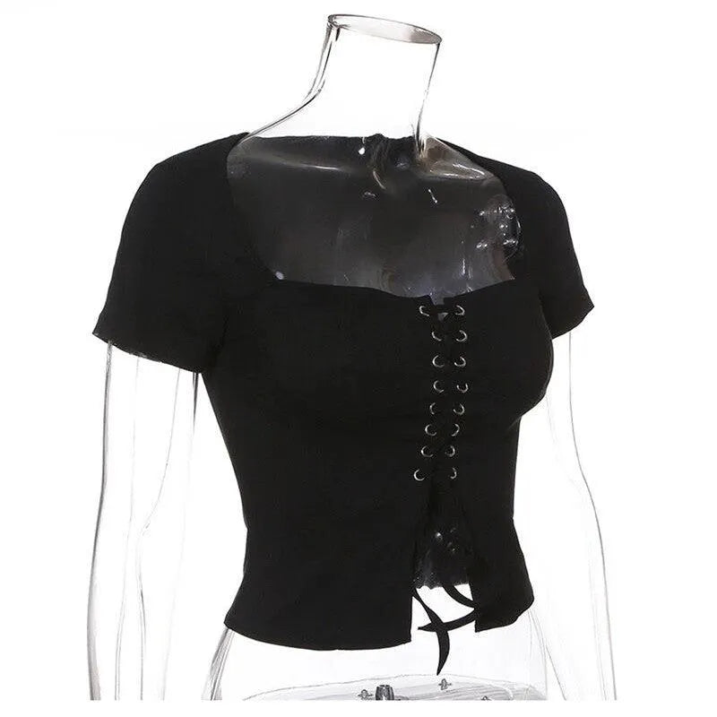 Lace Up Front Crop Top