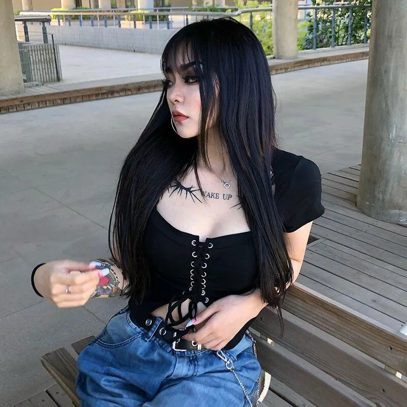 Lace Up Front Crop Top