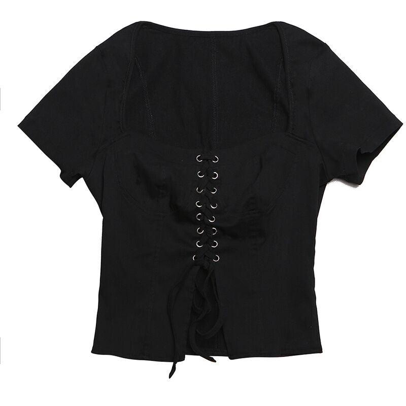 Lace Up Front Crop Top