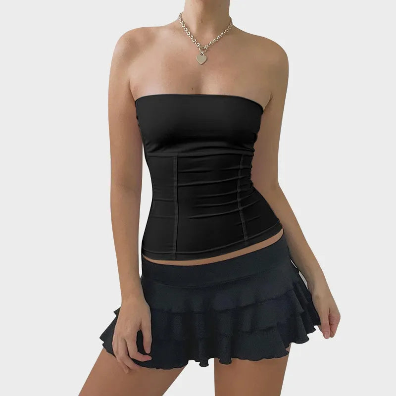 Sleeveless Sheath Strapless Bustier Top