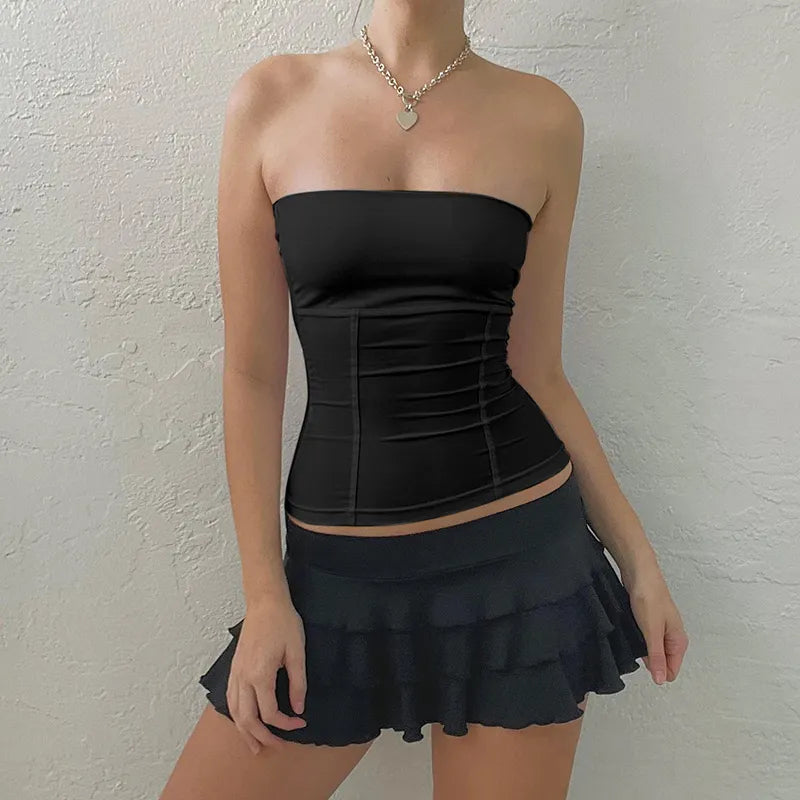 Sleeveless Sheath Strapless Bustier Top