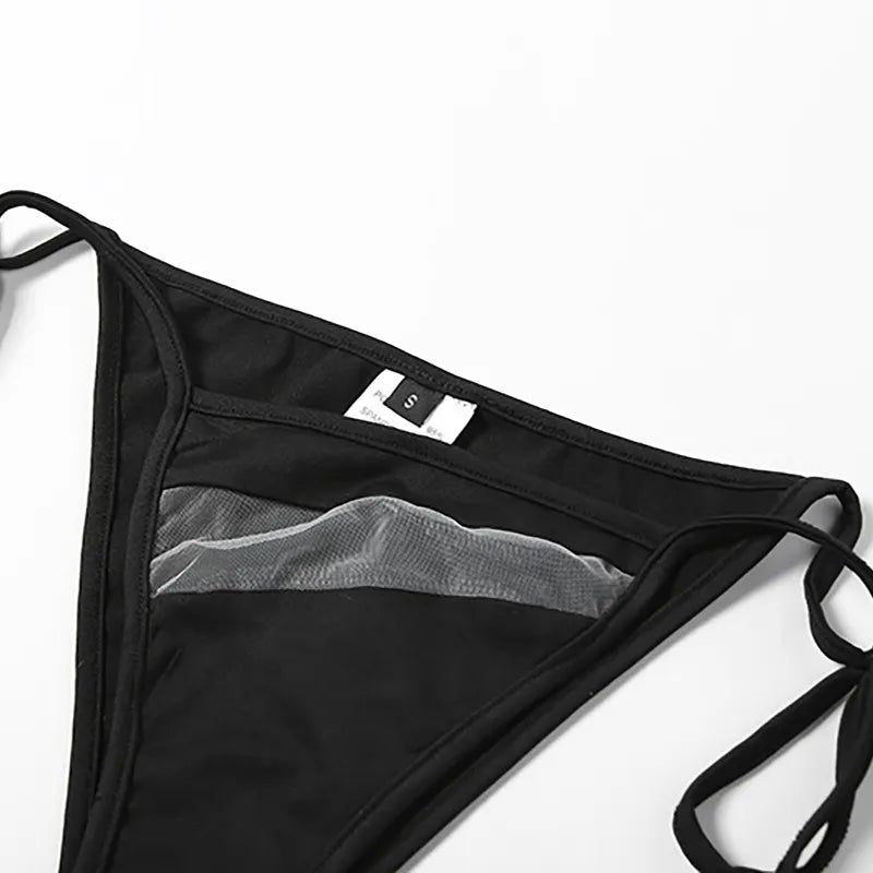 Black Goth Mesh Curvy Bikini Set