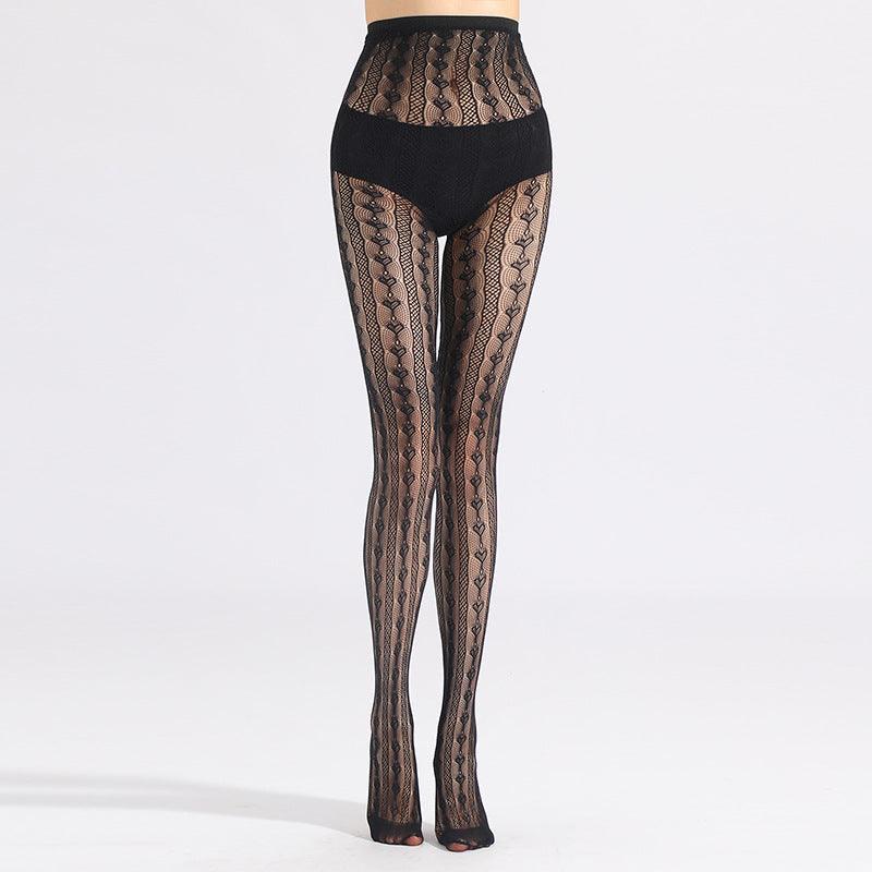 Peach Hearts Lace Straps Stocking