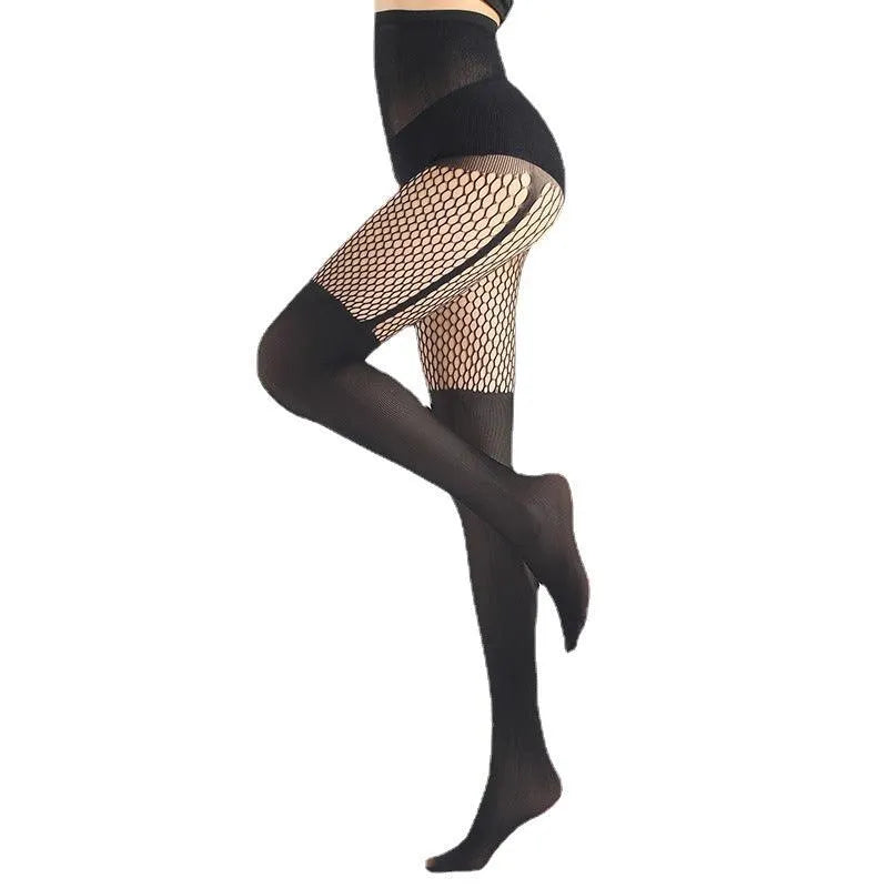Peach Hearts Lace Straps Stocking