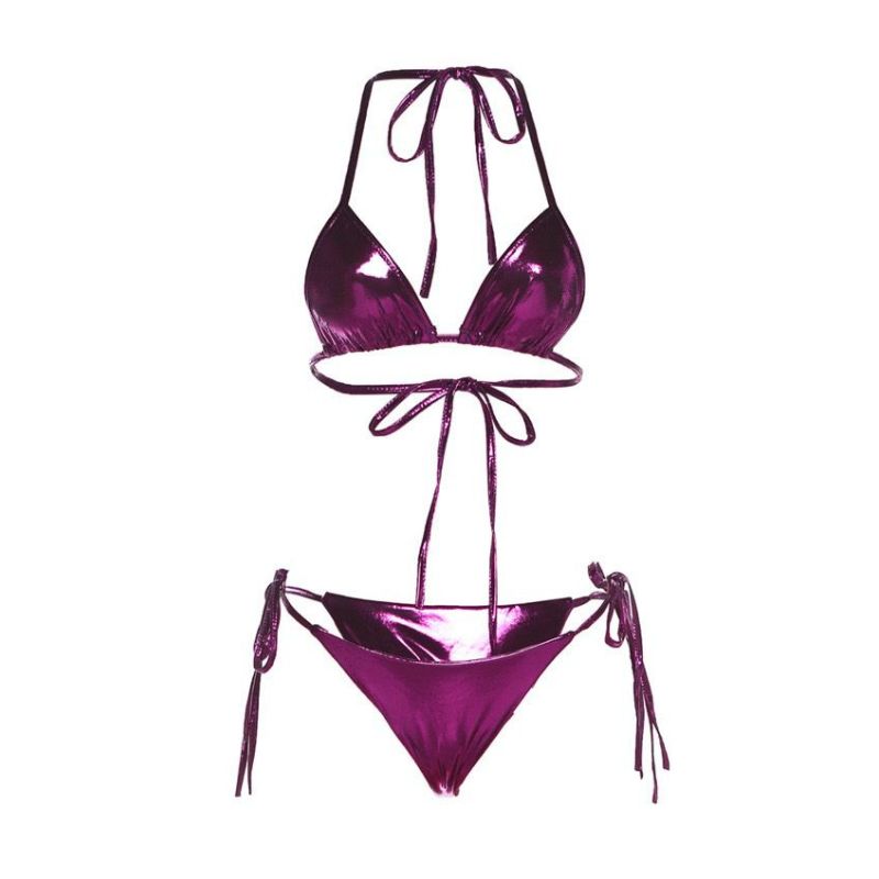 Backless Reflective Bikini Set