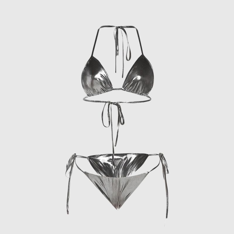 Backless Reflective Bikini Set