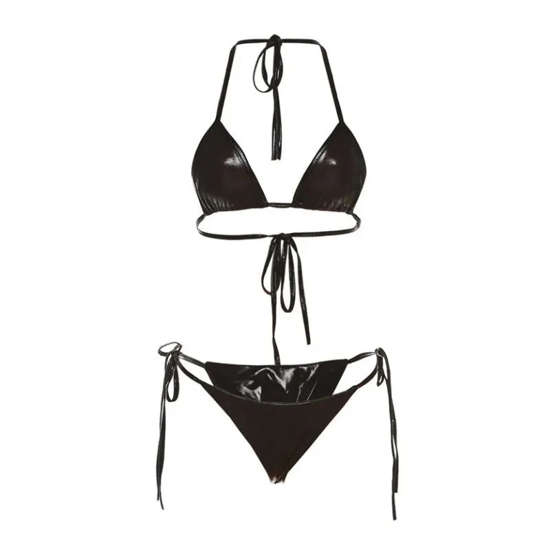Backless Reflective Bikini Set