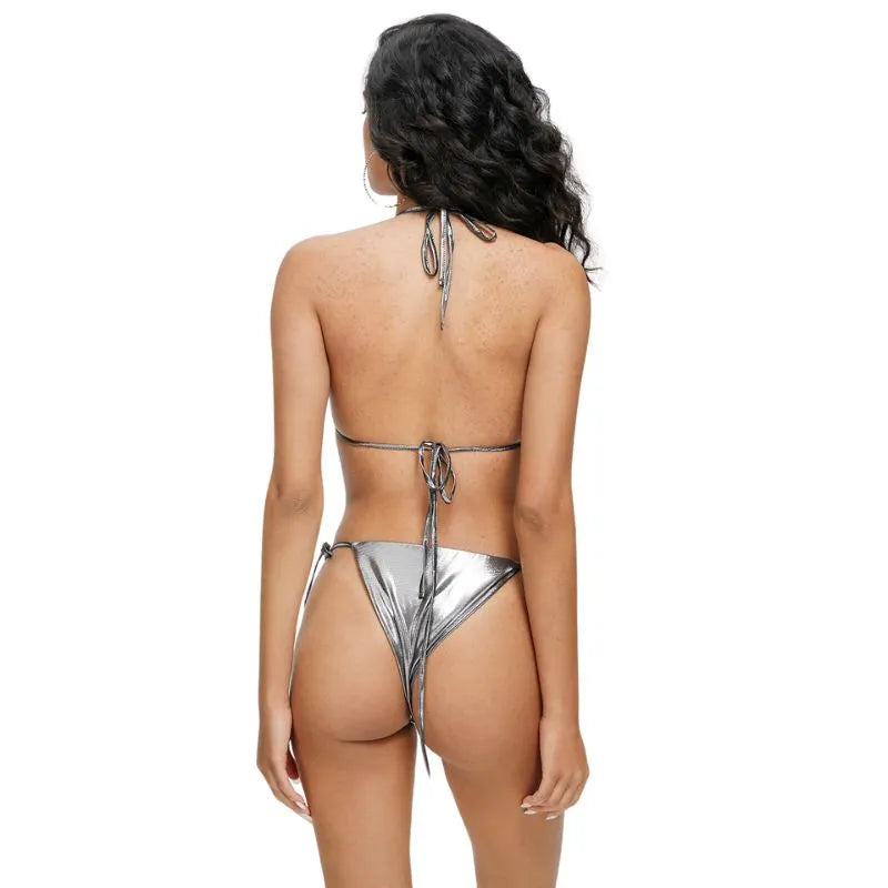 Backless Reflective Bikini Set