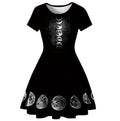 Witch Moon Phases A-Line High Waist Dress
