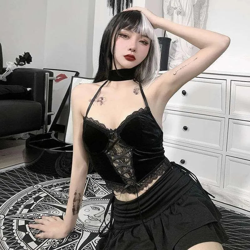 It's Your Move  Lace Velvet Crop Top