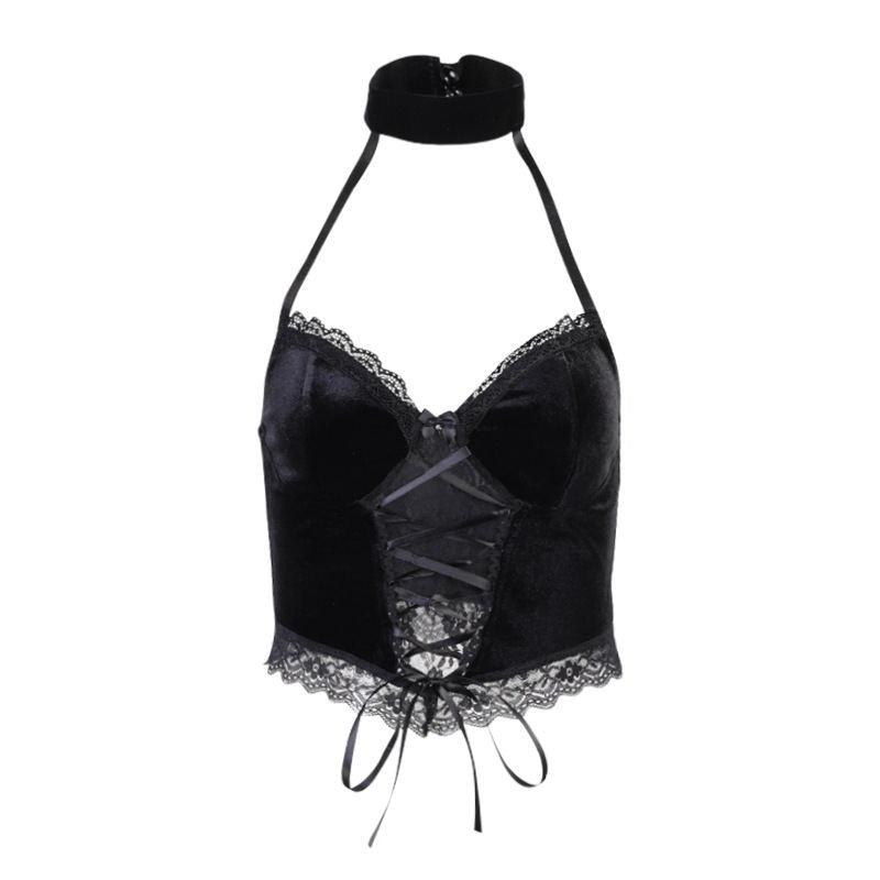 It's Your Move  Lace Velvet Crop Top