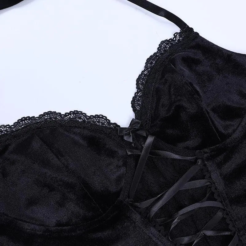 It's Your Move  Lace Velvet Crop Top