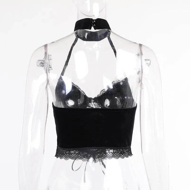 It's Your Move  Lace Velvet Crop Top