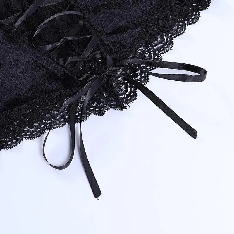 It's Your Move  Lace Velvet Crop Top