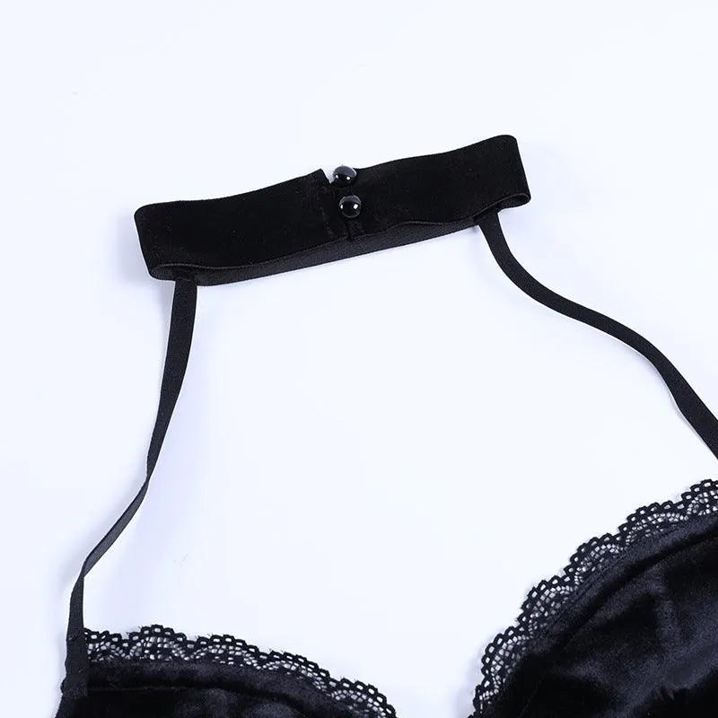 It's Your Move  Lace Velvet Crop Top
