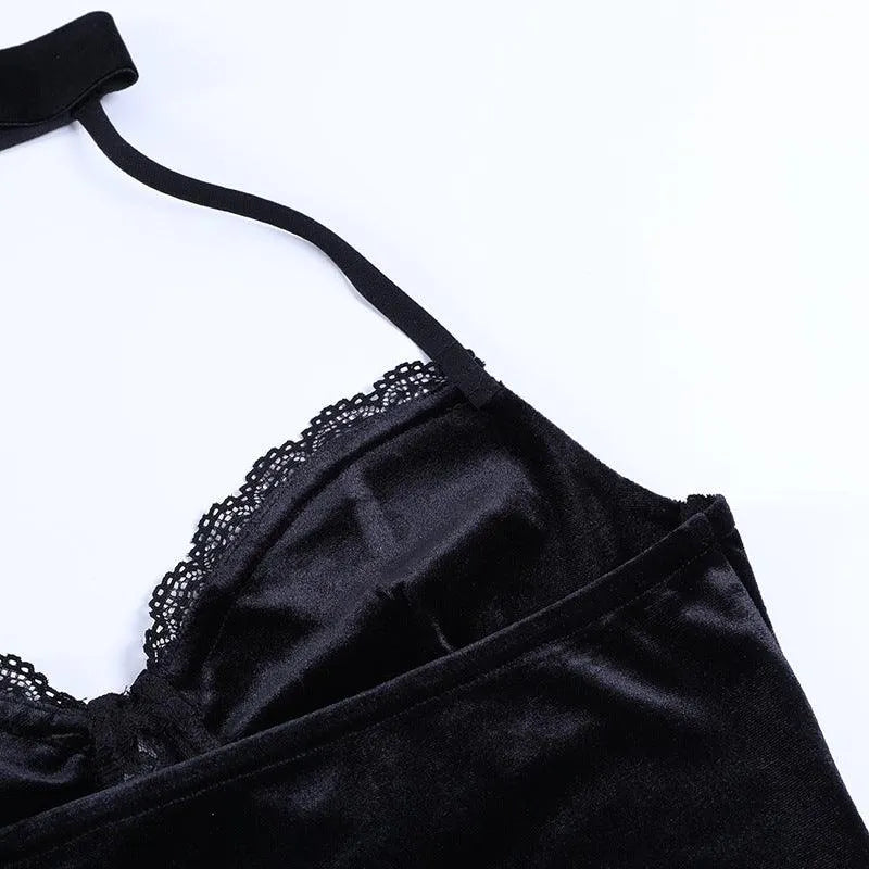 It's Your Move  Lace Velvet Crop Top