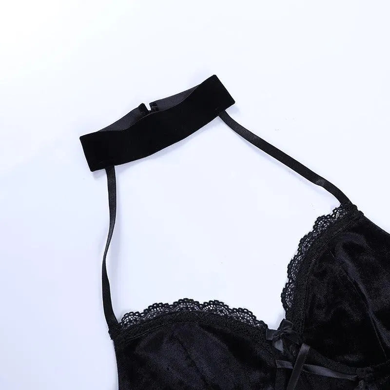It's Your Move  Lace Velvet Crop Top