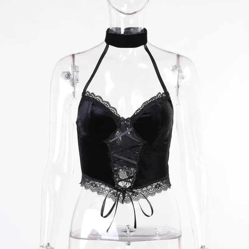 It's Your Move  Lace Velvet Crop Top